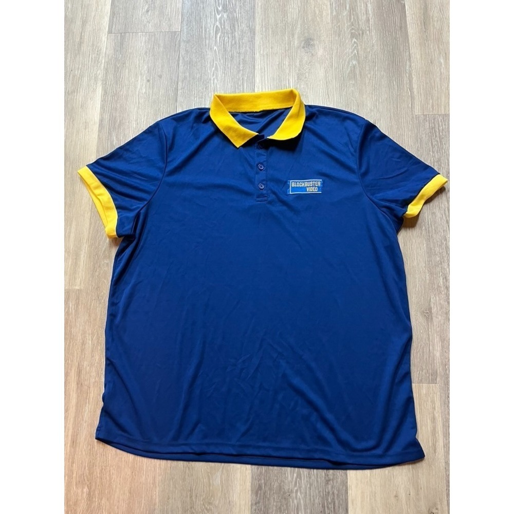 Vtg 90s Blockbuster Video Rental Employee Polo Shirt Royal Blue Men's Size XL